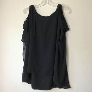 Alice + Olivia Black Silk Top Lg